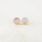 Moonstone Stud Earrings - 925 Silver Earrings - 9x9mm Round - Handmade Studs - Gemstone Jewelry - Gift For Nurse -Jewelry For Month Birthday